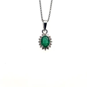 Emerald Pendant  in .925 Sterling Silver - KSP 36829