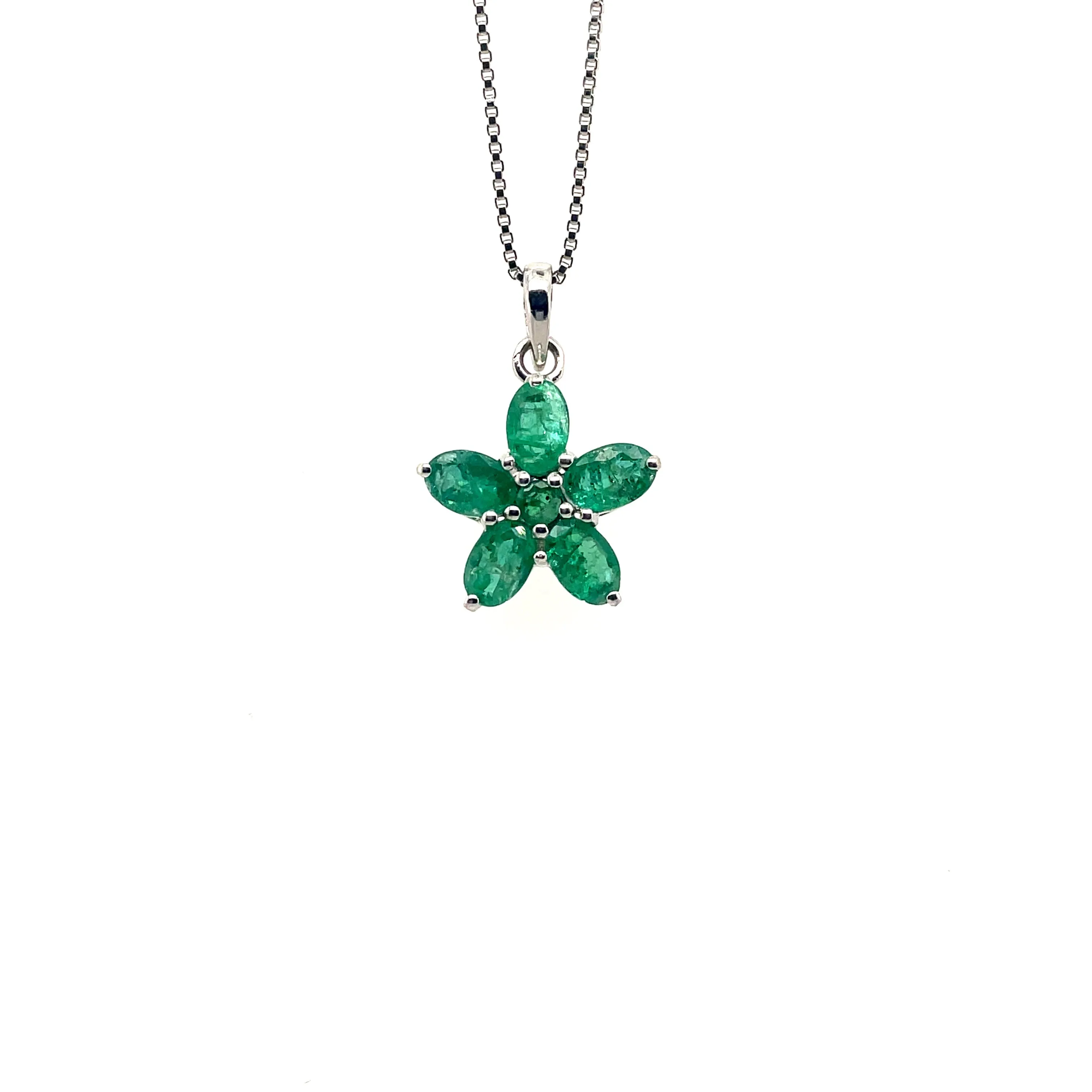Emerald Pendant  in .925 Sterling Silver - KSP 37614