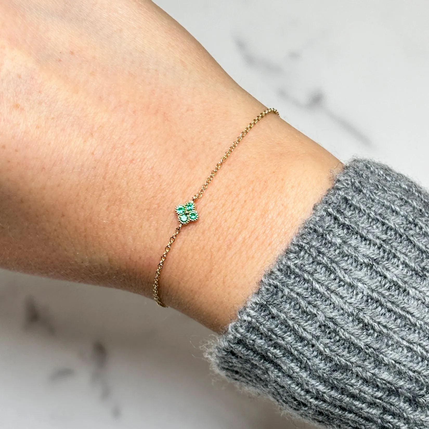 Emerald Single Clover Bracelet