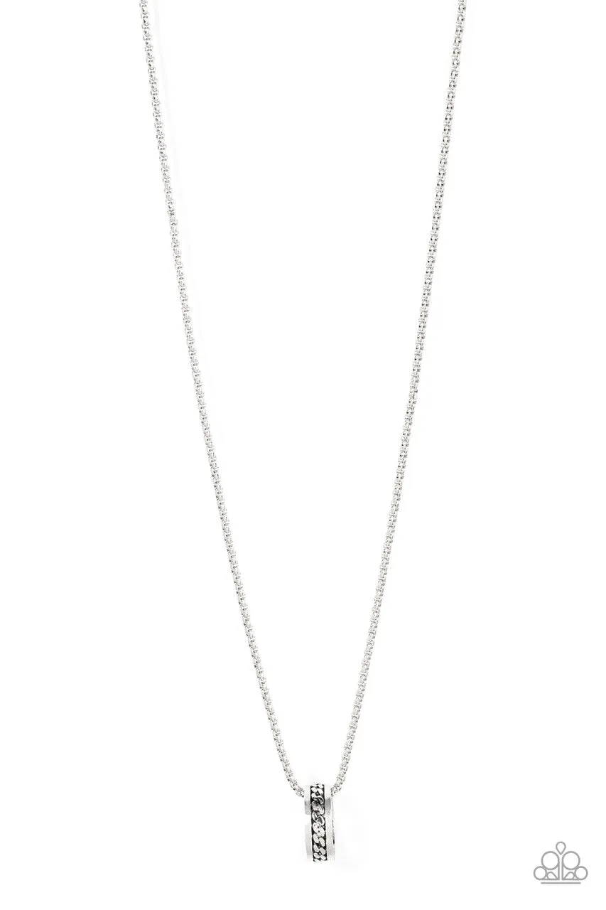 Emotion Potion - Silver - Ring on Chain Paparazzi Men's Urban Necklace - 2022 GLOW Convention Exclusive