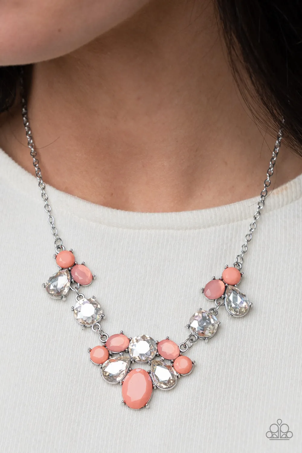 Ethereal Romance - Orange - Coral Bead Paparazzi Short Necklace - July 2021 Summer Party Pack Exclusive