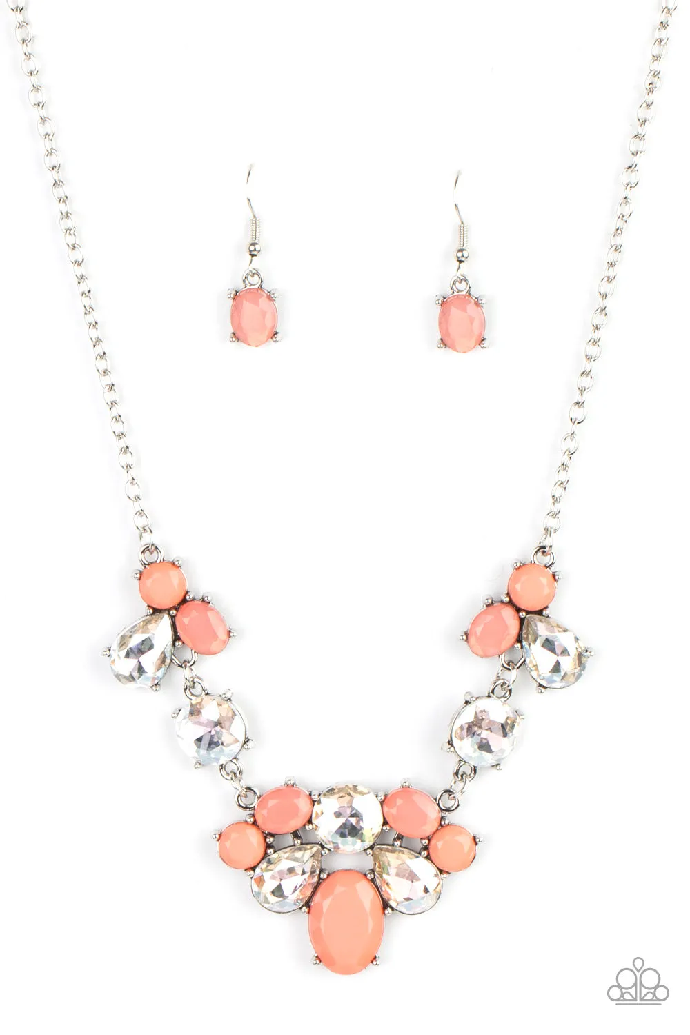 Ethereal Romance - Orange - Coral Bead Paparazzi Short Necklace - July 2021 Summer Party Pack Exclusive