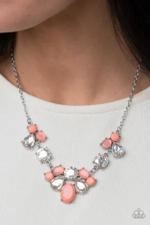 Ethereal Romance - Orange - Coral Bead Paparazzi Short Necklace - July 2021 Summer Party Pack Exclusive