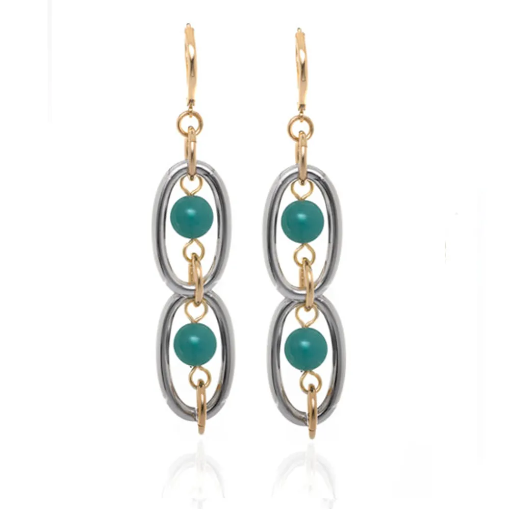 Excelsior Silver Tone Turquoise Drop Earrings
