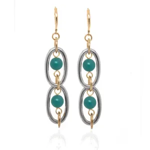 Excelsior Silver Tone Turquoise Drop Earrings