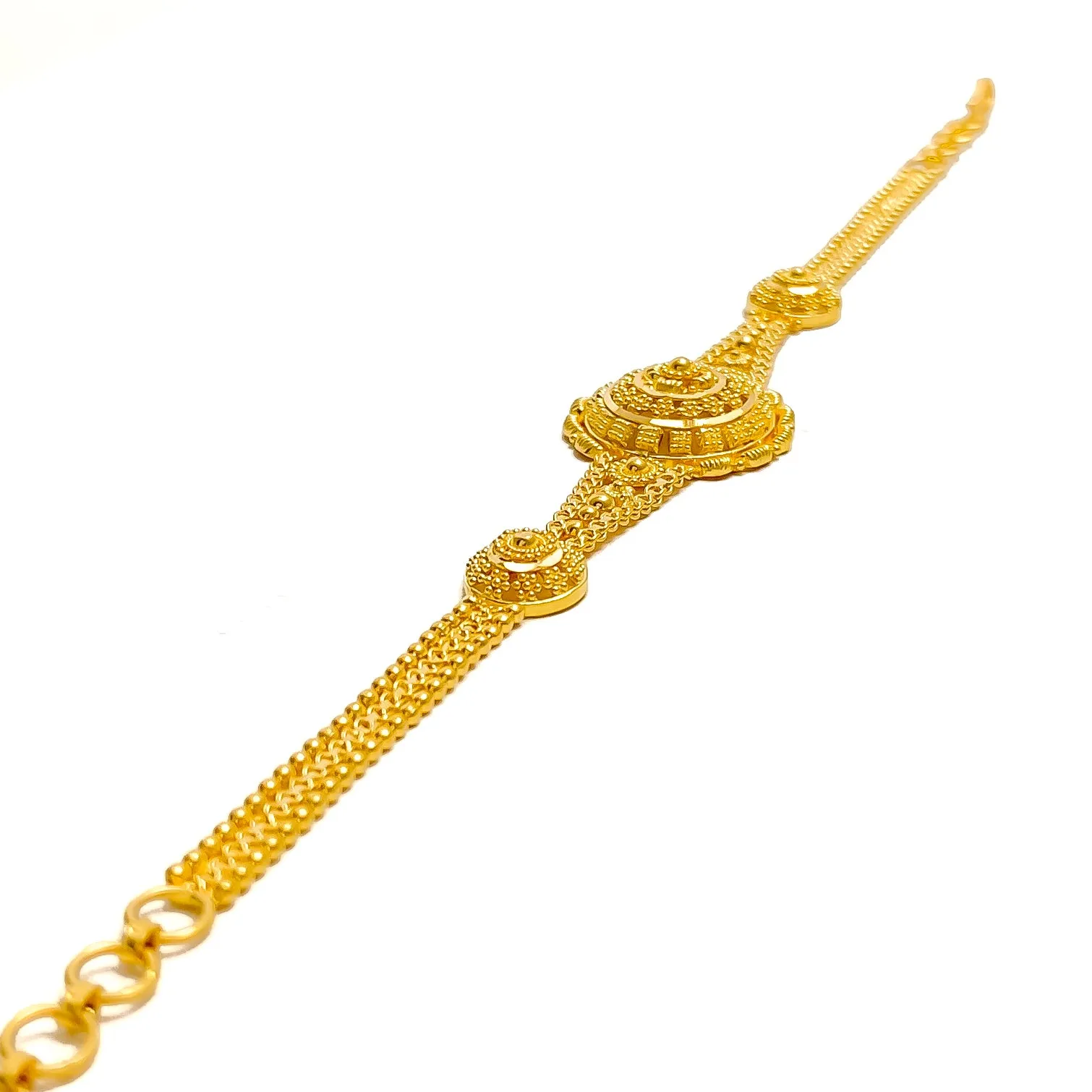 Exquisite Chic Floral Dome 22k Gold Bracelet