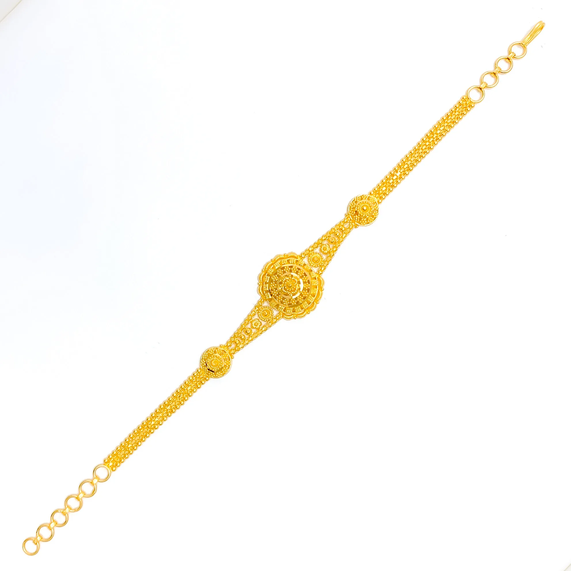 Exquisite Chic Floral Dome 22k Gold Bracelet