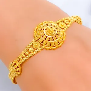 Exquisite Chic Floral Dome 22k Gold Bracelet