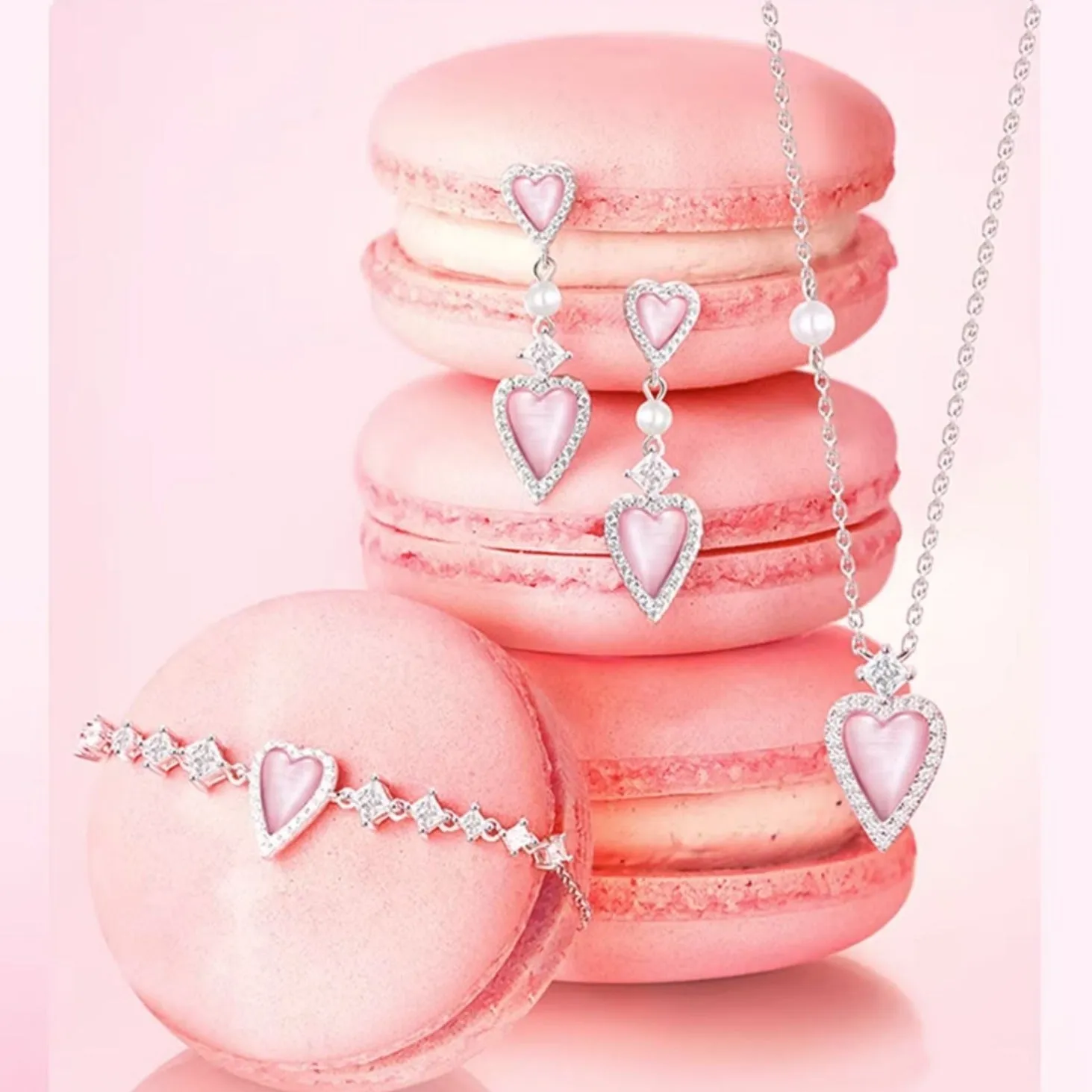FANCIME "Pink Moment" Pink Heart Sterling Silver Necklace