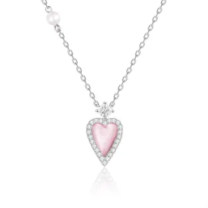 FANCIME "Pink Moment" Pink Heart Sterling Silver Necklace