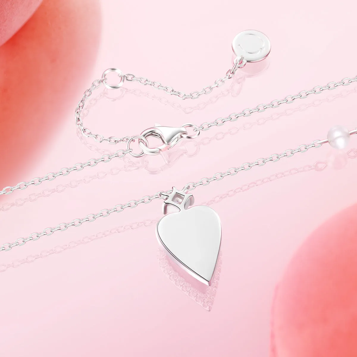 FANCIME "Pink Moment" Pink Heart Sterling Silver Necklace