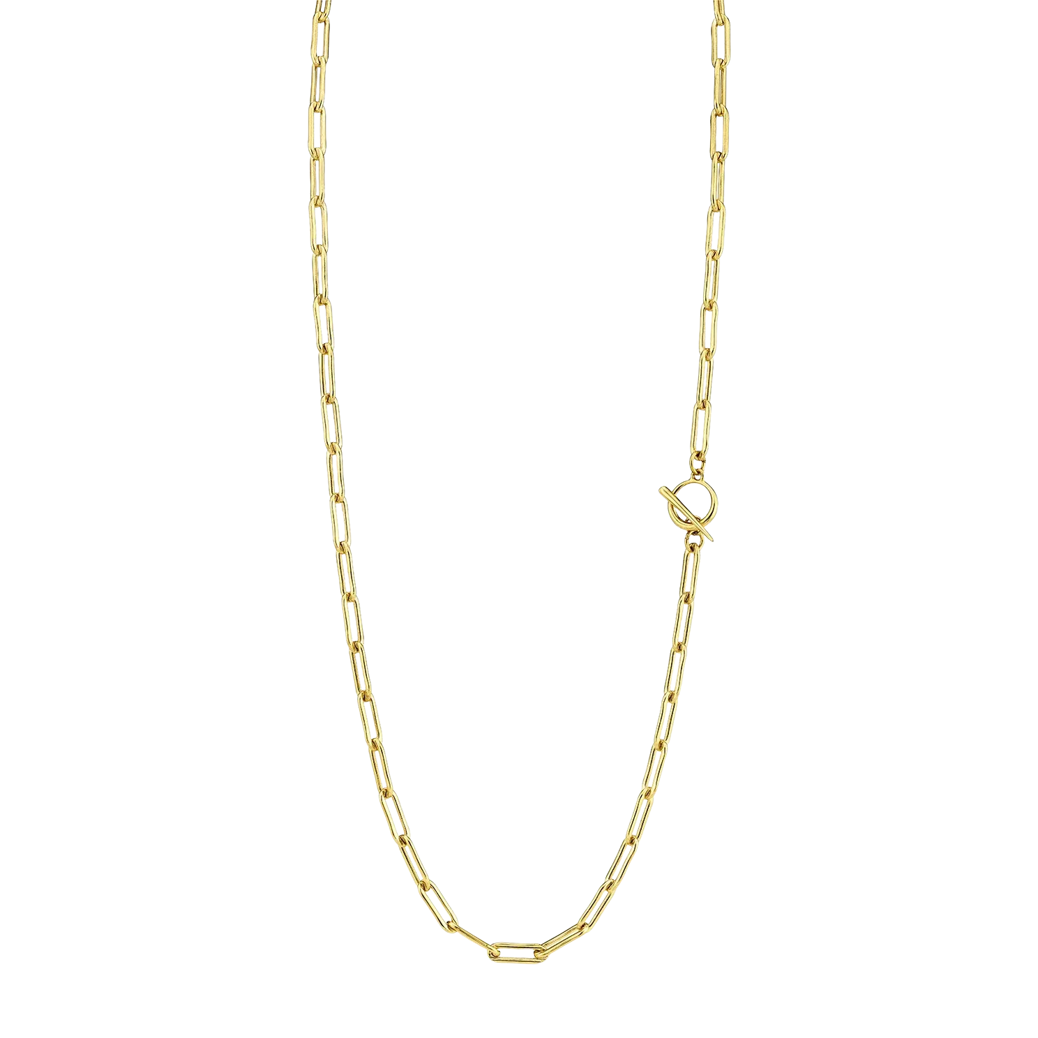 Fine Rectangular Link Chain Necklace with Tusk Clasp