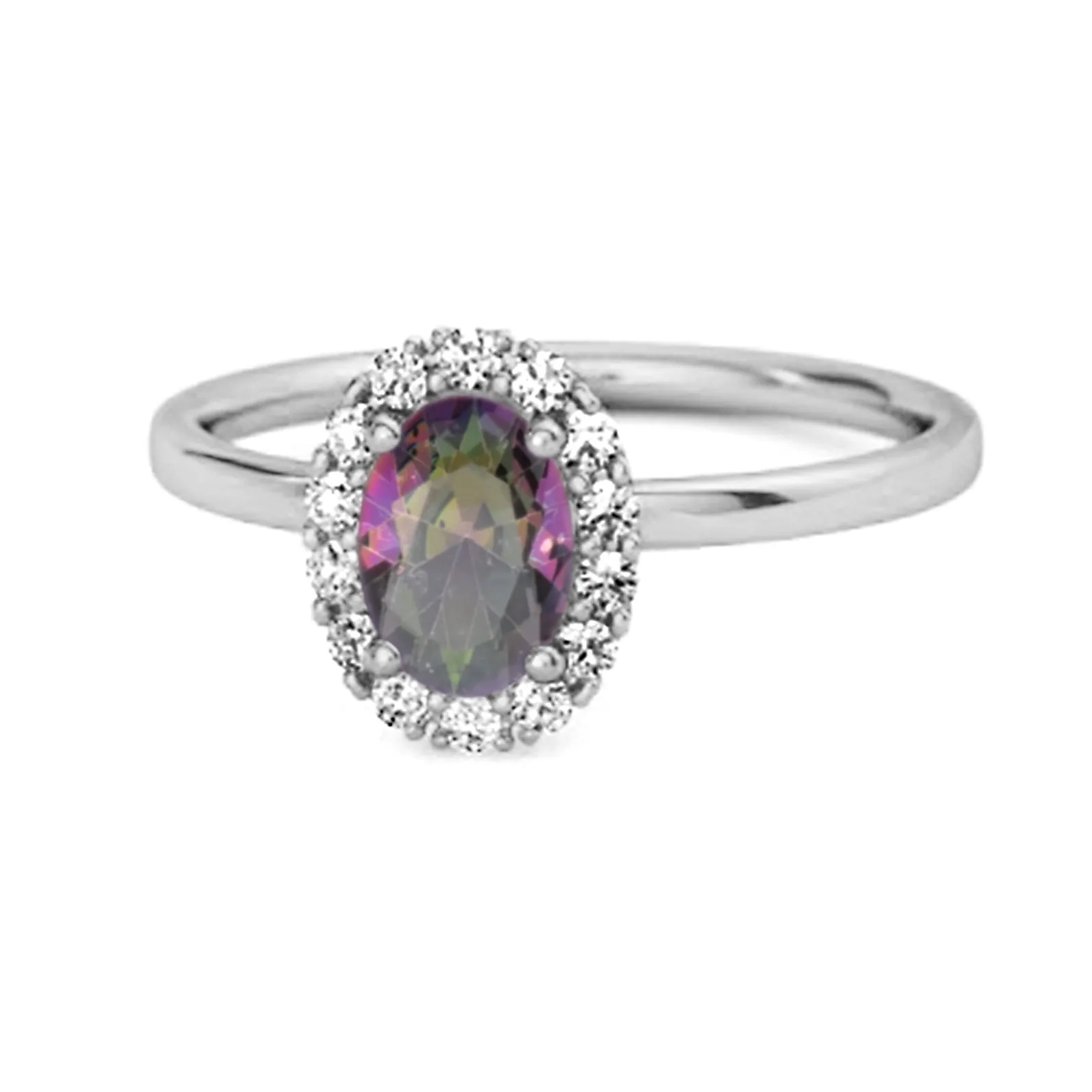 Floating Halo Ring 925 Sterling Silver 1.50 Ctw Mystic Topaz Ring