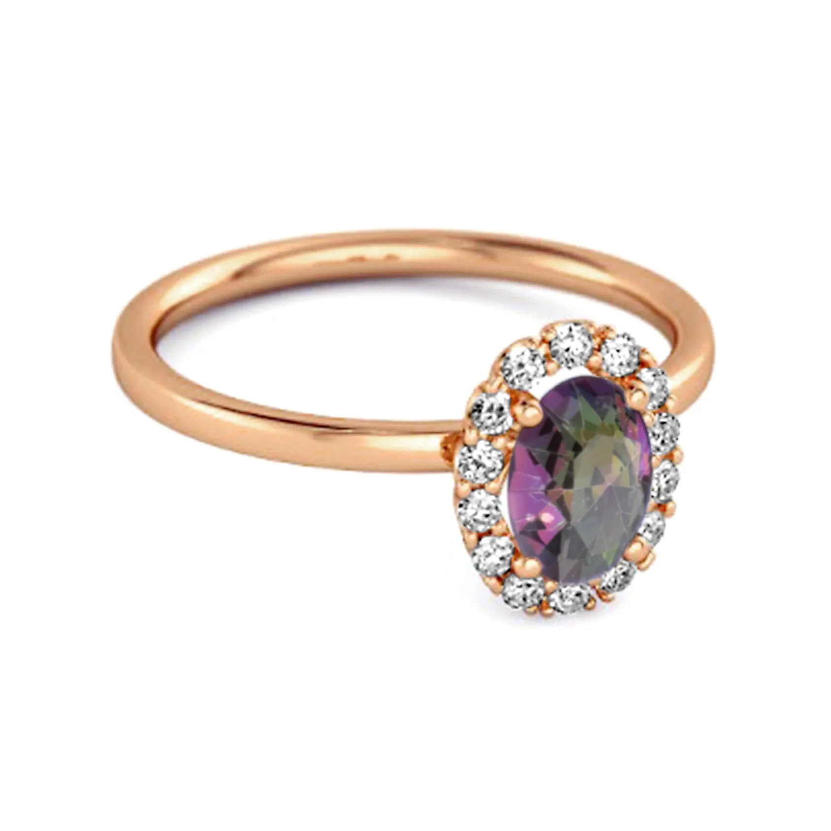 Floating Halo Ring 925 Sterling Silver 1.50 Ctw Mystic Topaz Ring