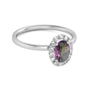 Floating Halo Ring 925 Sterling Silver 1.50 Ctw Mystic Topaz Ring
