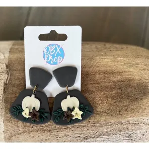 Floral Pumpkin Polymer Clay Earrings