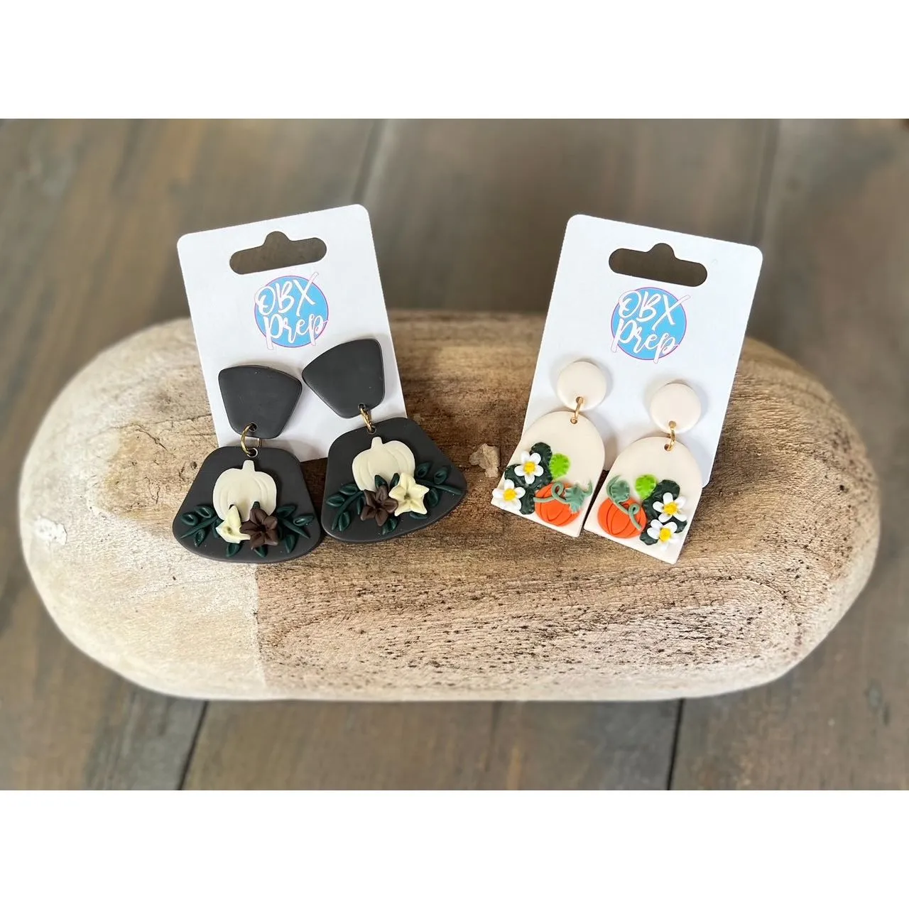 Floral Pumpkin Polymer Clay Earrings