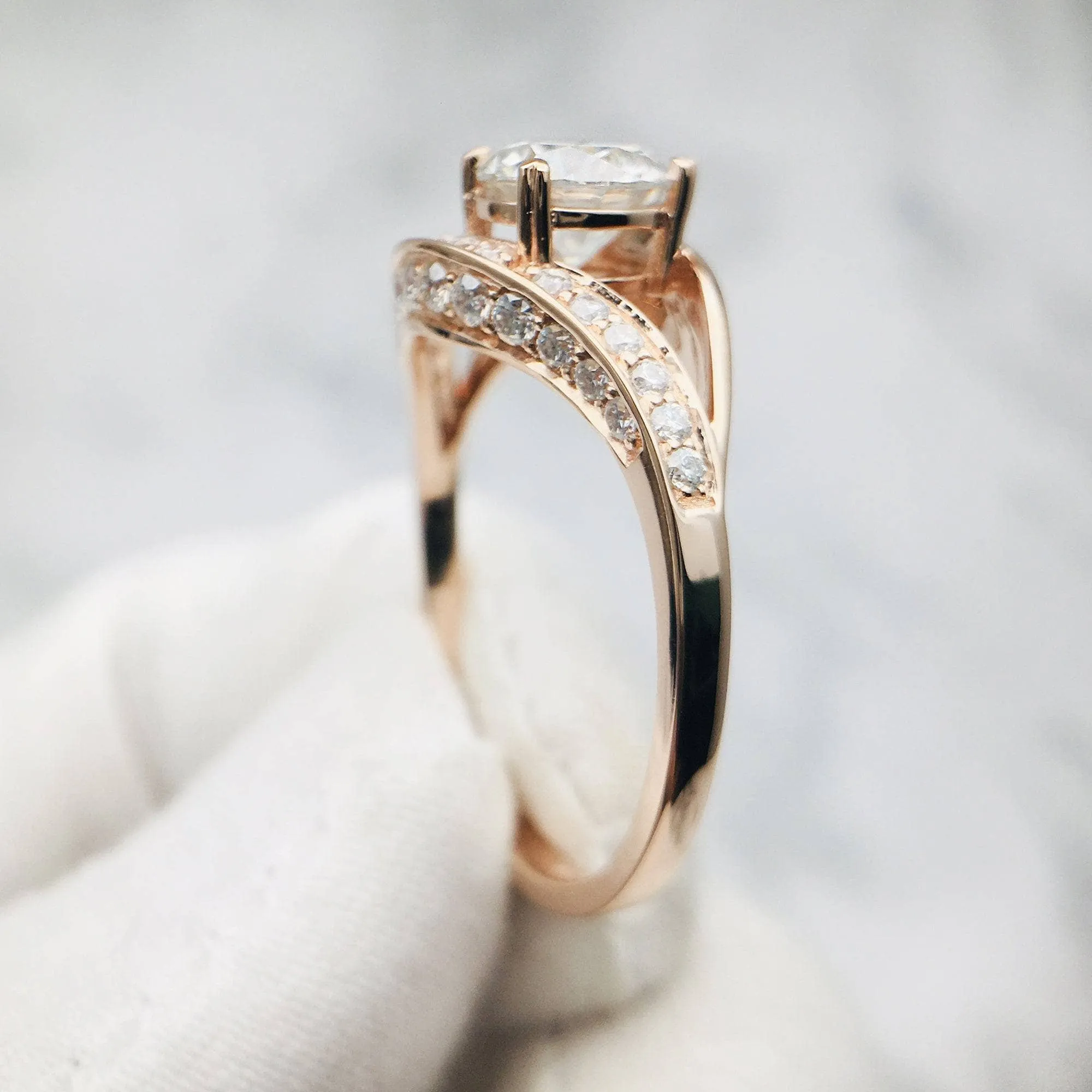 Forever One 18K Round Cut Diamond Engagement Ring