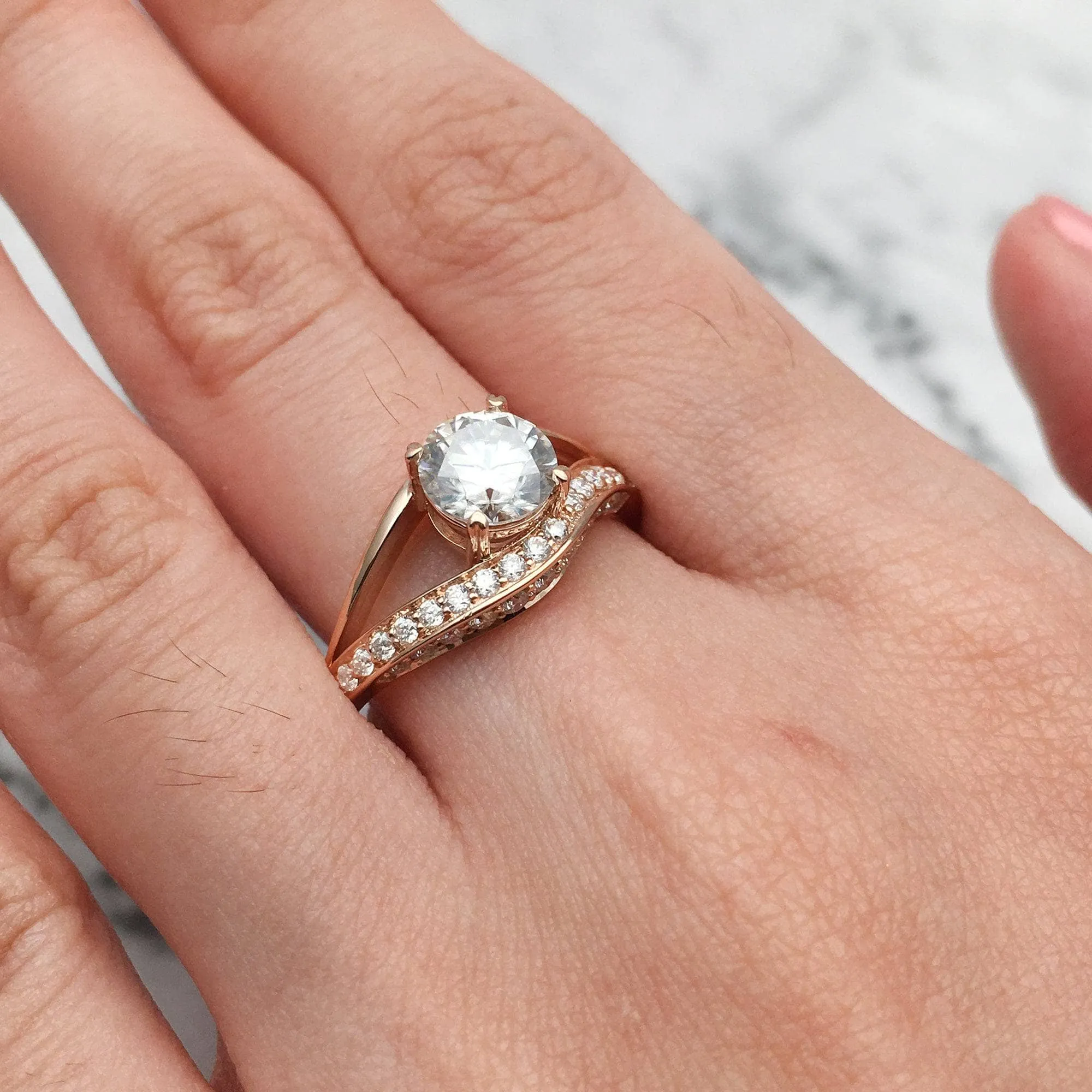 Forever One 18K Round Cut Diamond Engagement Ring