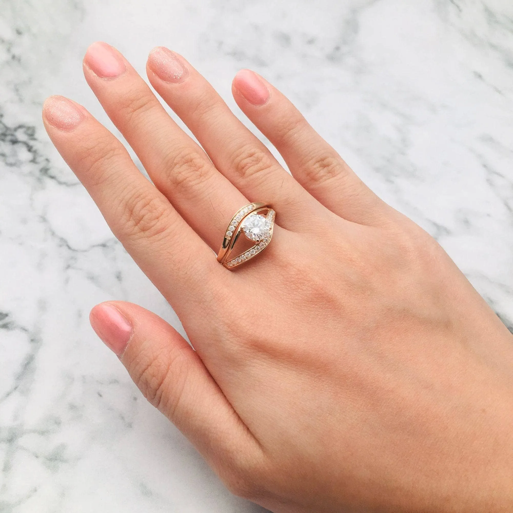 Forever One 18K Round Cut Diamond Engagement Ring