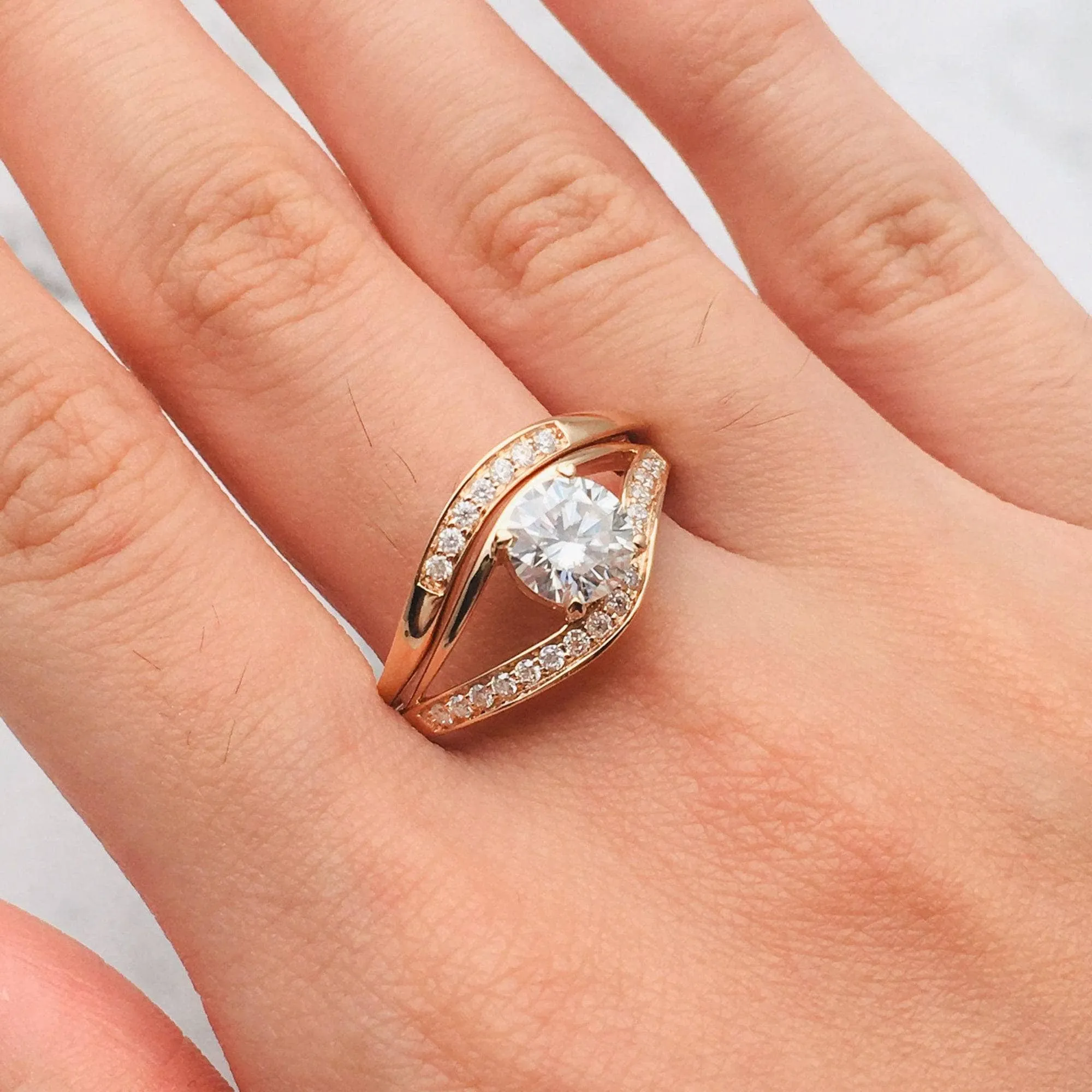 Forever One 18K Round Cut Diamond Engagement Ring