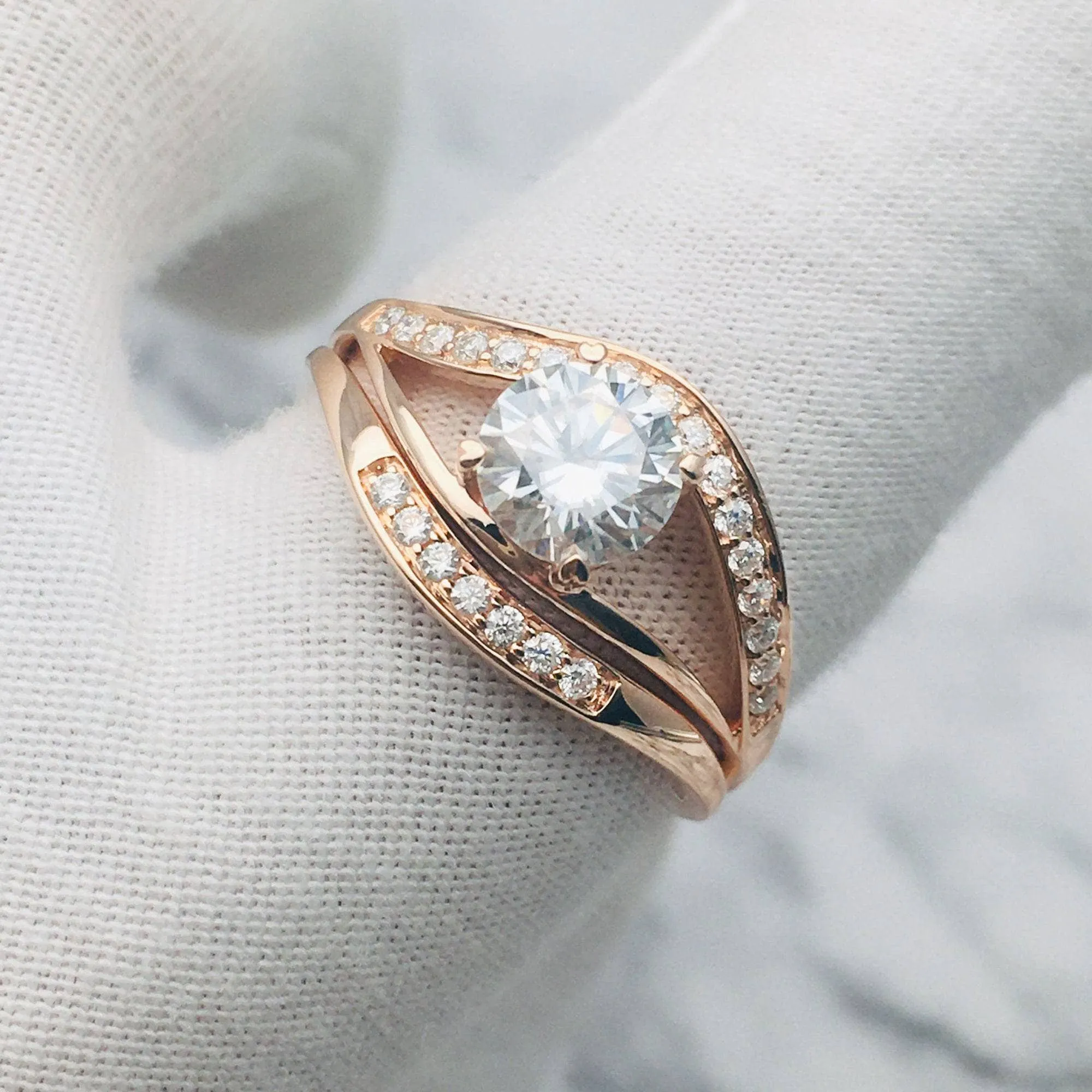 Forever One 18K Round Cut Diamond Engagement Ring