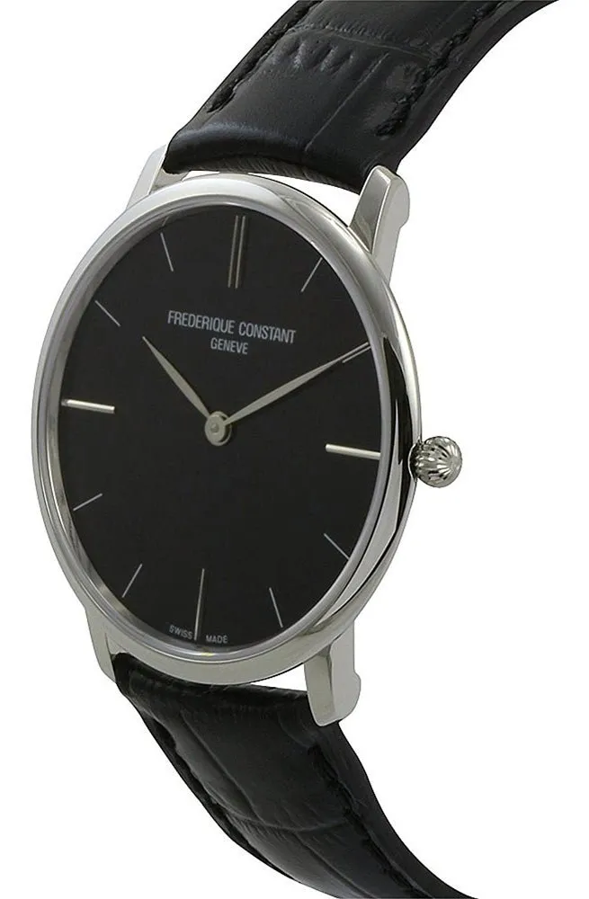 Frederique Constant Slimline Stainless Steel Mens Strap Watch Black Dial FC-200G5S36