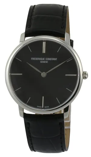 Frederique Constant Slimline Stainless Steel Mens Strap Watch Black Dial FC-200G5S36