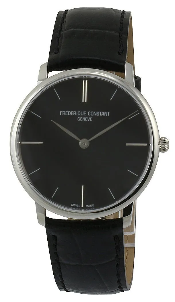Frederique Constant Slimline Stainless Steel Mens Strap Watch Black Dial FC-200G5S36