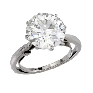 French GIA 4.13 carat old European cut diamond 18k white gold engagement ring