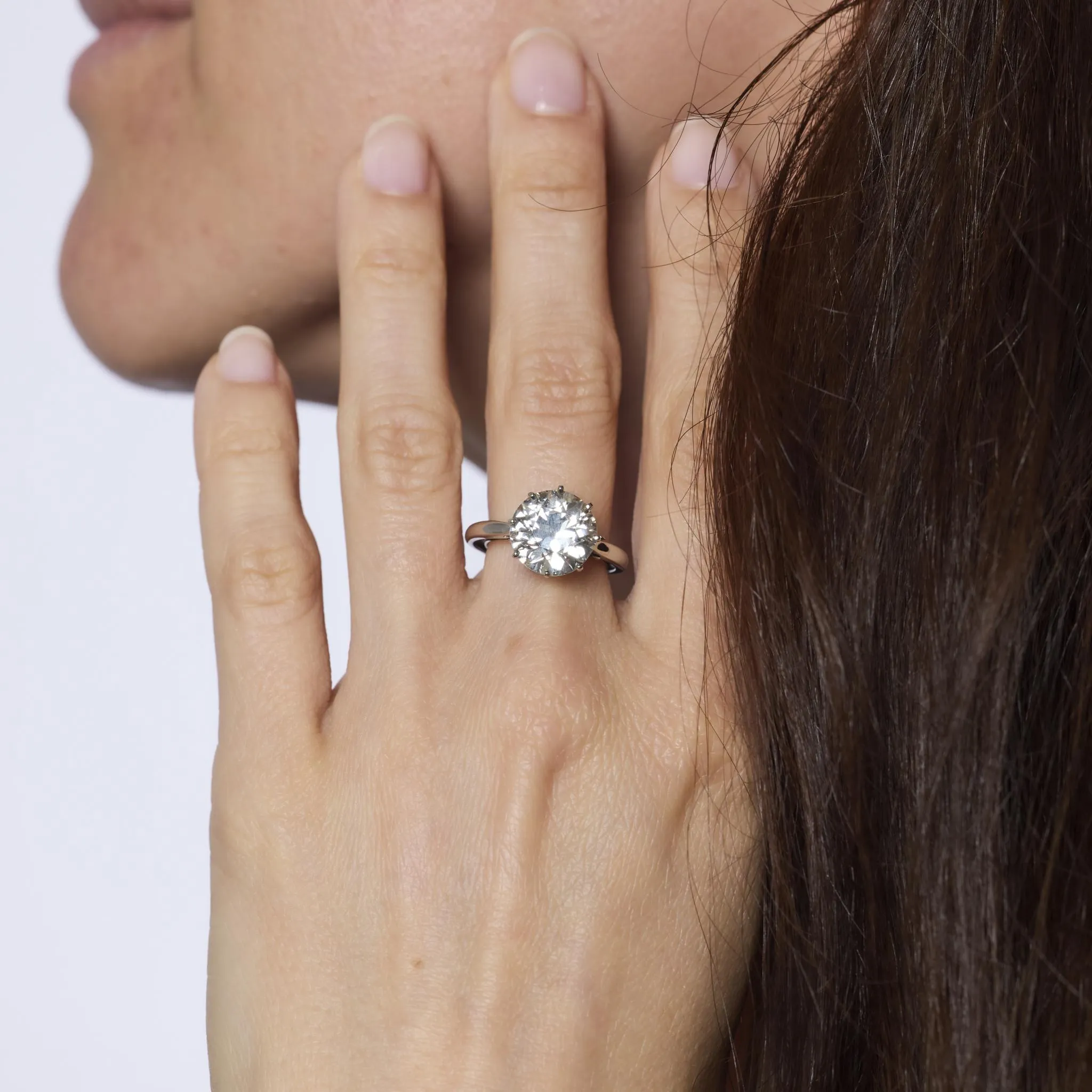 French GIA 4.13 carat old European cut diamond 18k white gold engagement ring