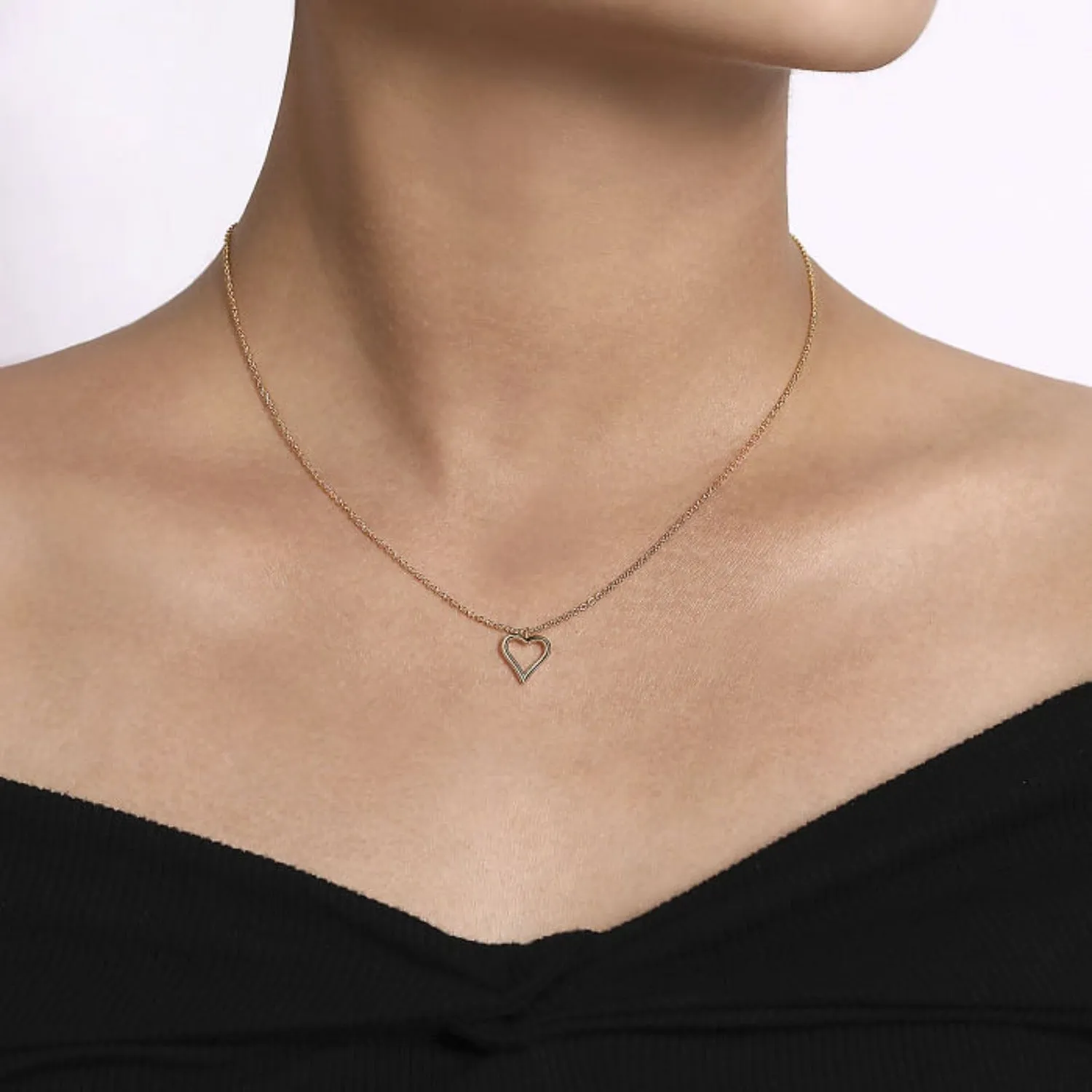 Gabriel & Co. High Polished Open Heart Pendant
