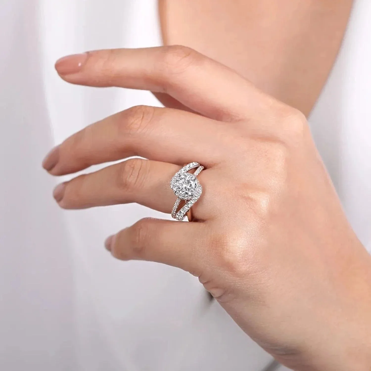 Gabriel & Co.  "Anzura" Halo Diamond Engagement Ring
