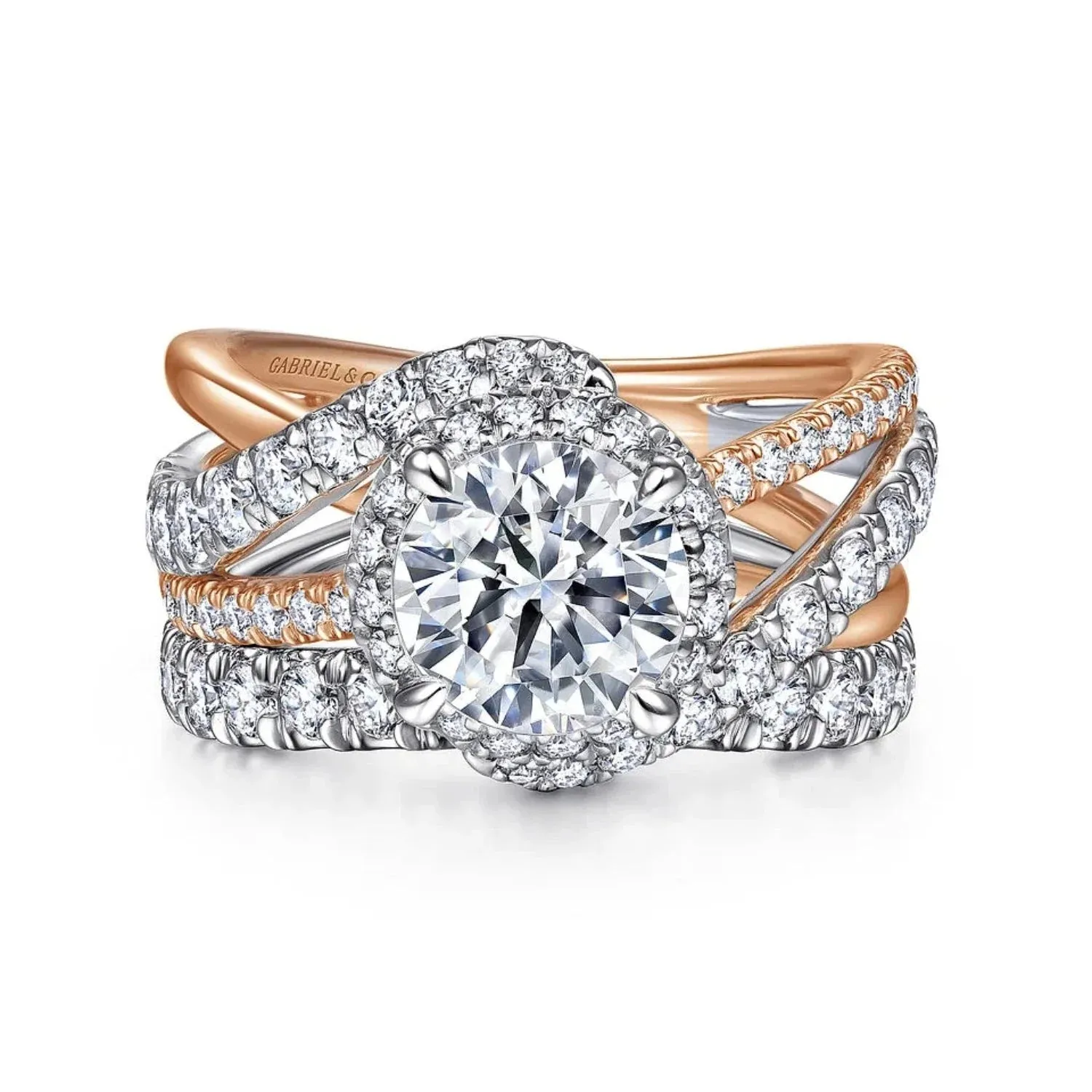 Gabriel & Co.  "Anzura" Halo Diamond Engagement Ring