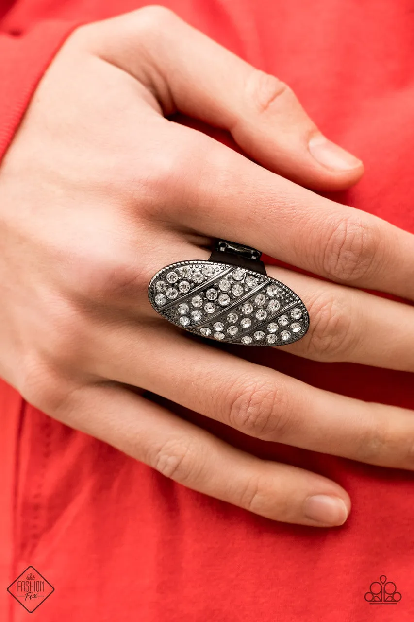 Galactic Glitz Black Paparazzi Ring