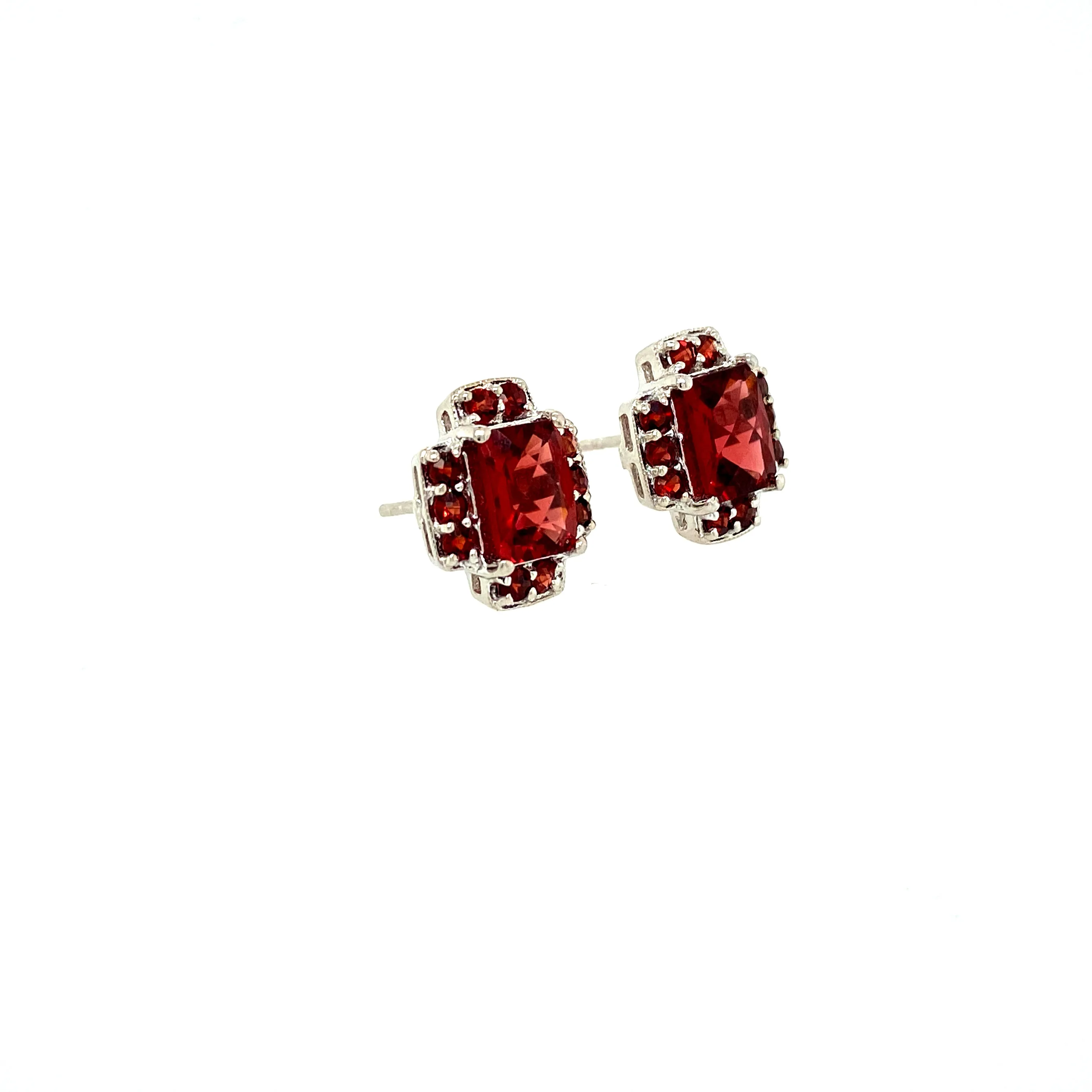 Garnet Earring in .925 Sterling Silver - KST 50193