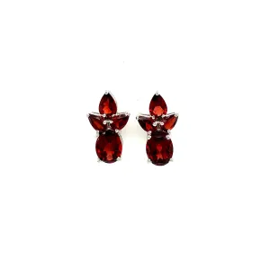 Garnet Earring in .925 Sterling Silver - KST 51309