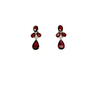 Garnet Earring in .925 Sterling Silver - KST 55305
