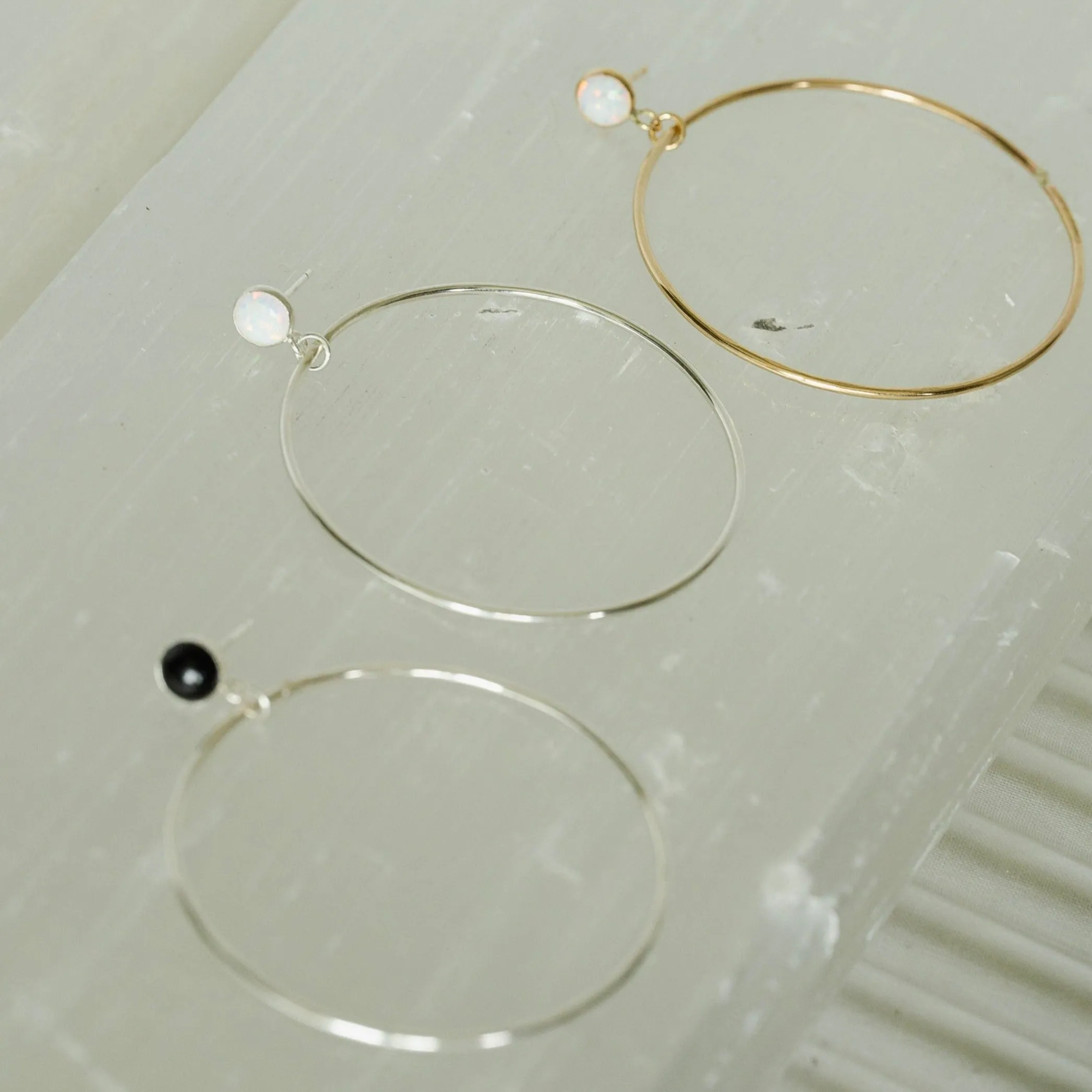 Gemstone Stud Drop Earrings in Sterling Silver - Choose Your Gemstone