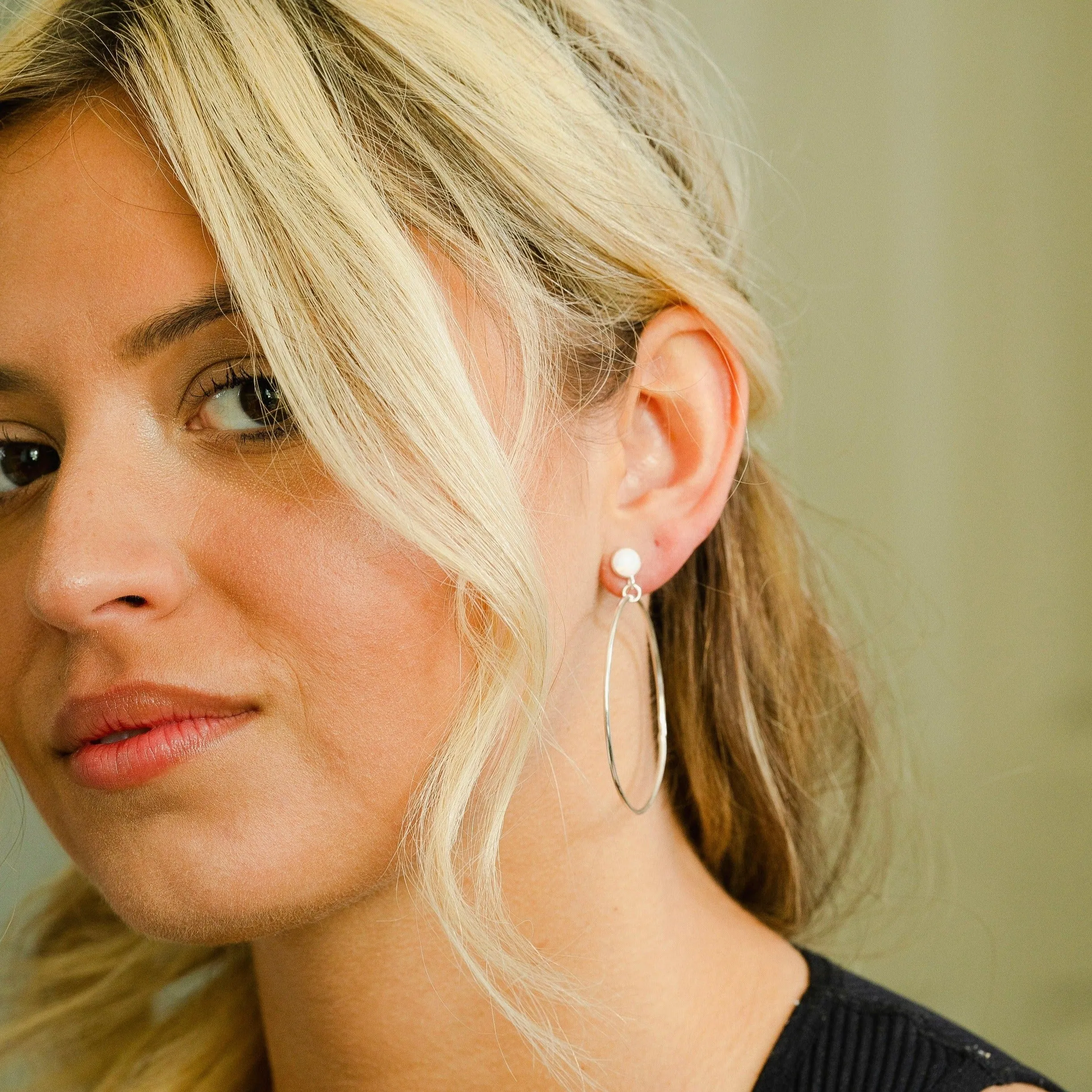 Gemstone Stud Drop Earrings in Sterling Silver - Choose Your Gemstone