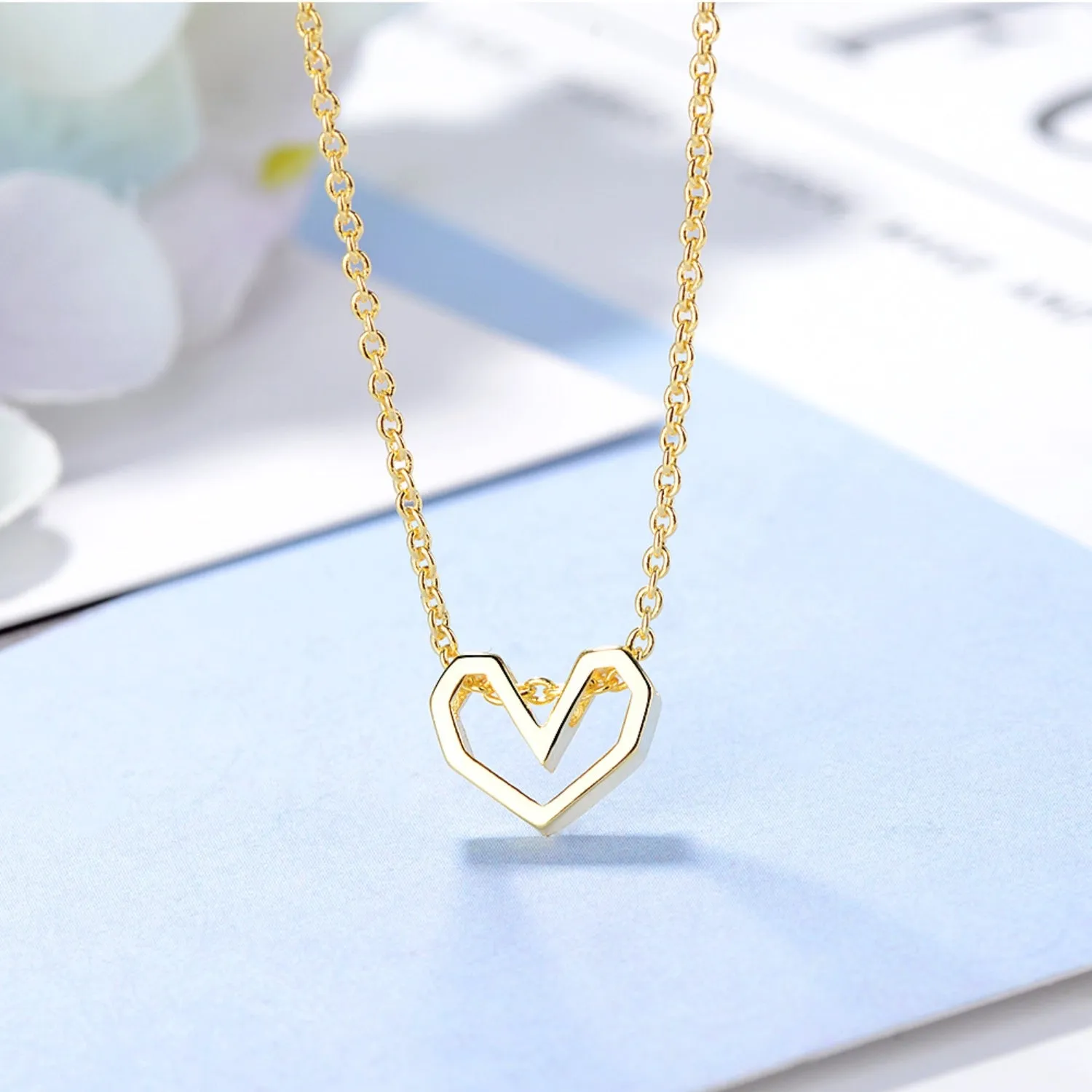 Geometric Open Heart Necklace