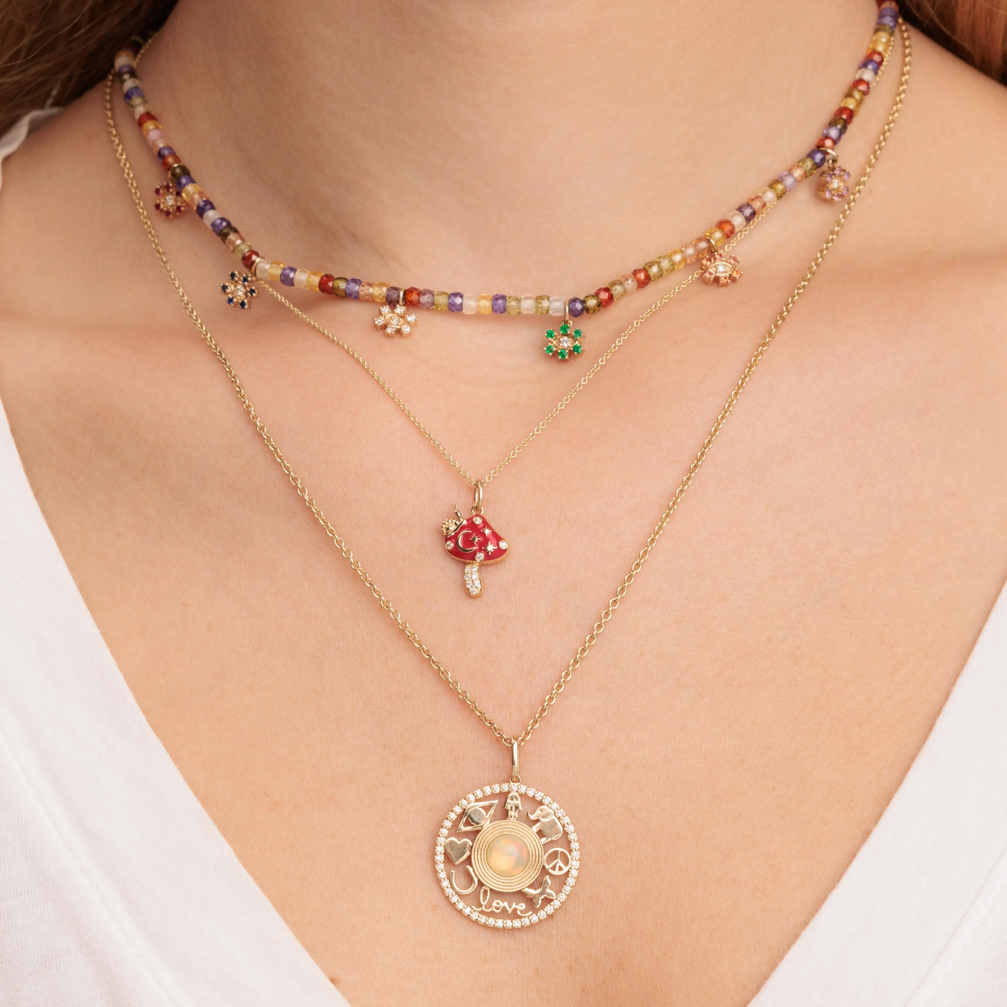 Gold & Diamond Celestial Mushroom Charm