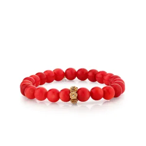Gold & Diamond Rose Rondelle on Red Sea Bamboo