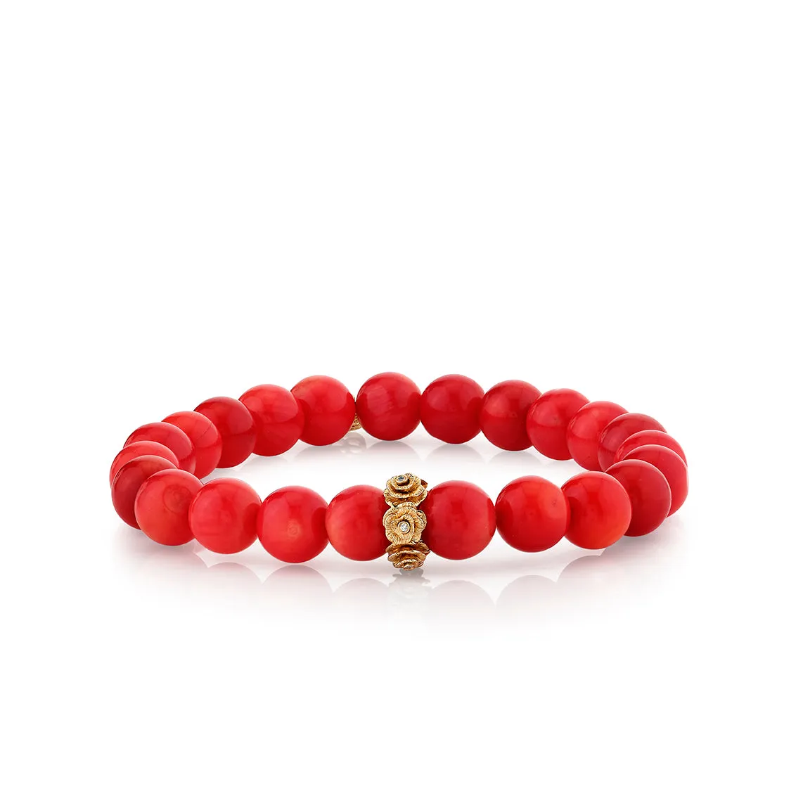 Gold & Diamond Rose Rondelle on Red Sea Bamboo