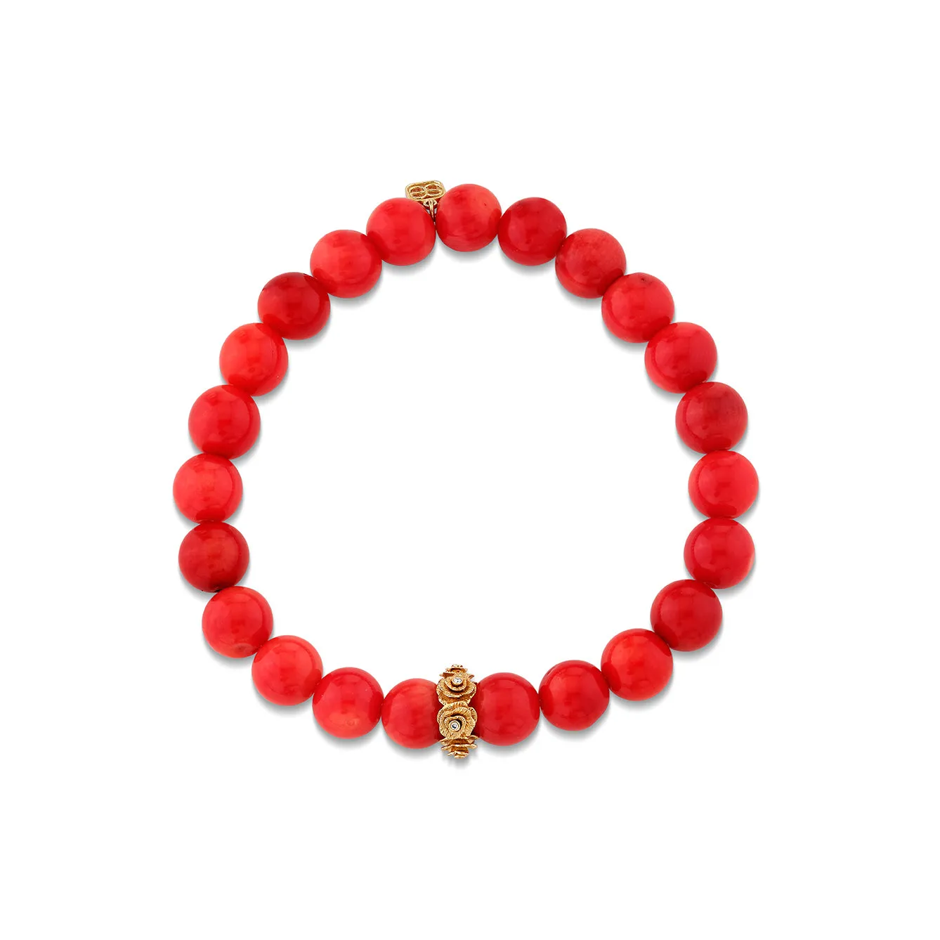 Gold & Diamond Rose Rondelle on Red Sea Bamboo