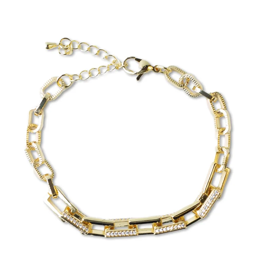 Gold Chain Bracelet Cz Link