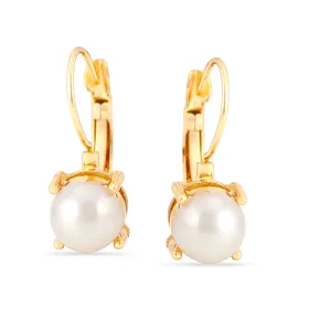 GOLD CREAM PEARL DROP EARRINGS #SQ787-E7715GCRE