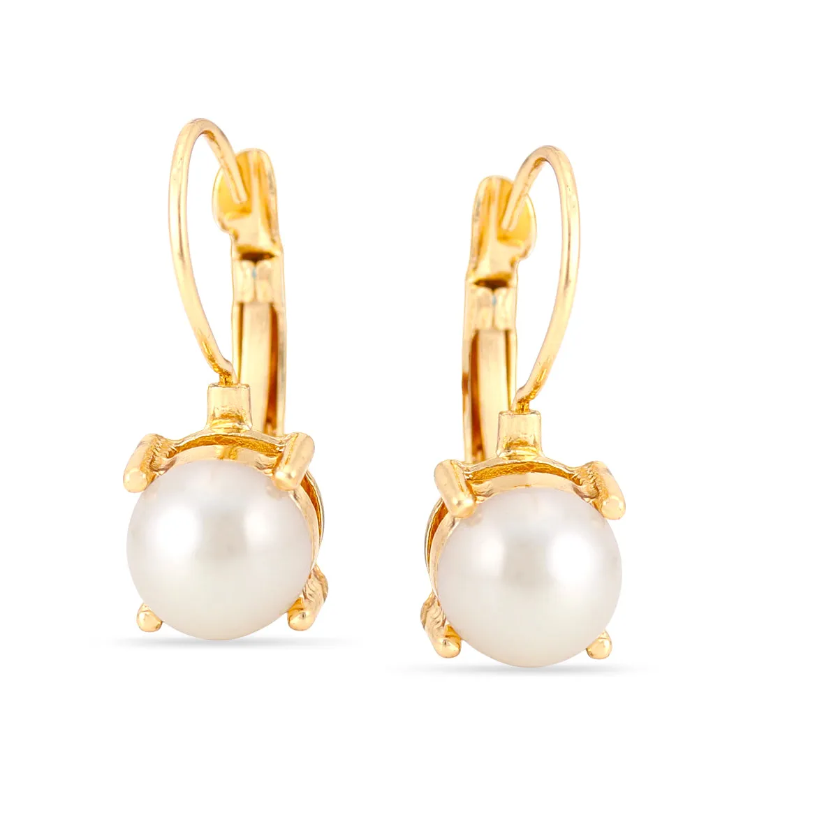 GOLD CREAM PEARL DROP EARRINGS #SQ787-E7715GCRE