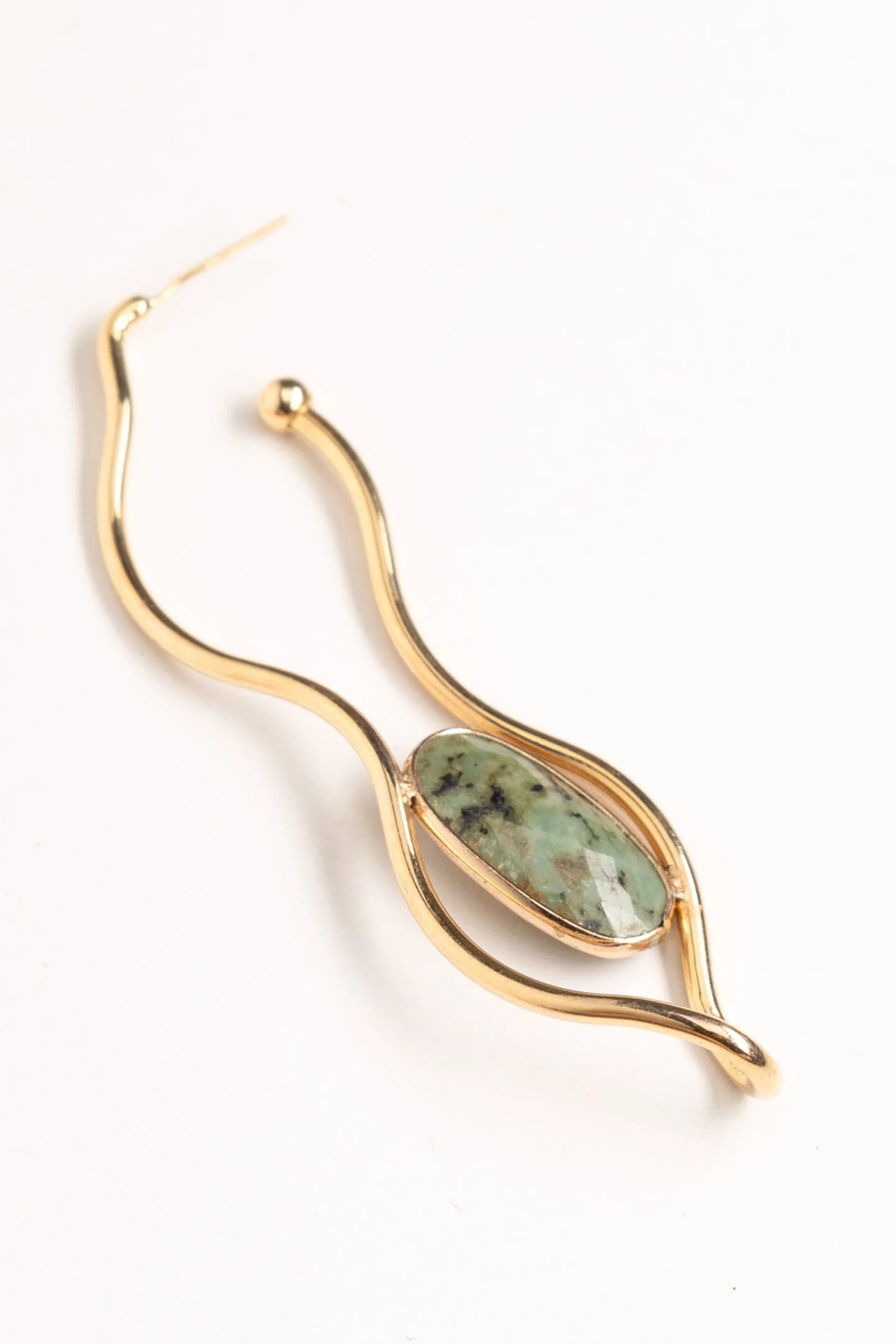 Gold Curved Amazonite Earrings