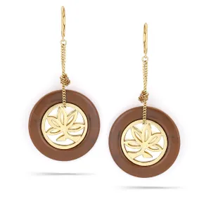 GOLD FILIGREE BROWN ROUND DROP EARRINGS #207BR3201 (3B5/4A6)